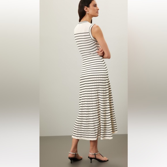 Sandro Molina Striped Black and White Midi Dress Size 40/ L - Picture 7 of 15